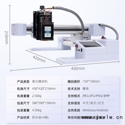 雕將J3大功率10W 小型激光雕刻機 微型打標(biāo)機 迷你刻字機 家用切割機 可雕刻不銹鋼、金屬漆面、木材、竹材、塑膠、皮革