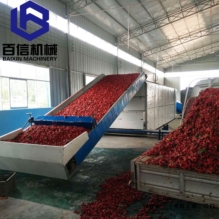 辣椒椒烘干機  供應(yīng)產(chǎn)量好的烘干機   大型網(wǎng)帶式辣椒烘干機廠家  鮮辣椒脫水干燥設(shè)備